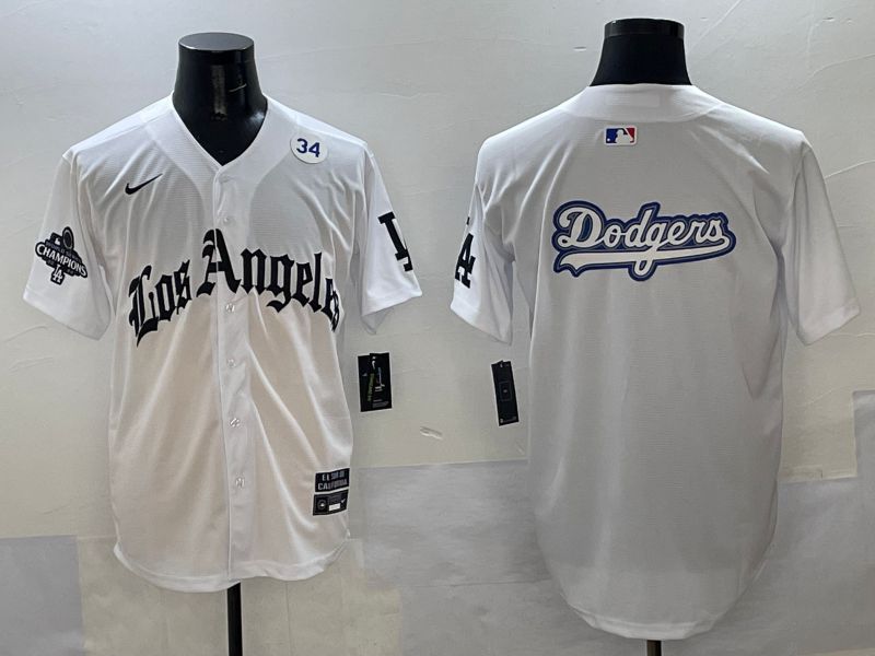 Men Los Angeles Dodgers Blank White Five generations Joint Name 2025 Nike MLB Jersey style 58->los angeles dodgers->MLB Jersey